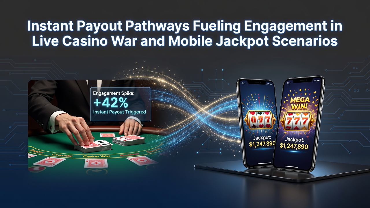 Illustratie van directe betalingsroutes die spelers betrekken bij live casino war en mobiele jackpot spellen