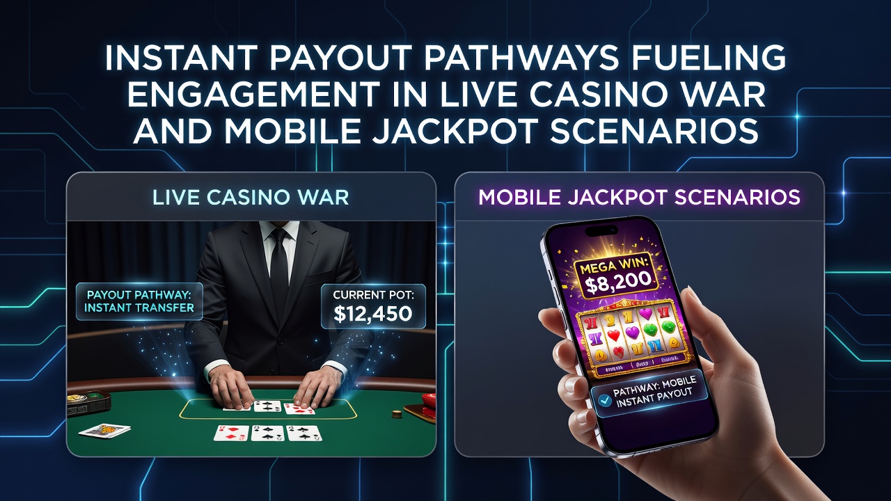 Weergave van mobiele jackpot interfaces met directe uitbetalingsopties tijdens live casino war sessies