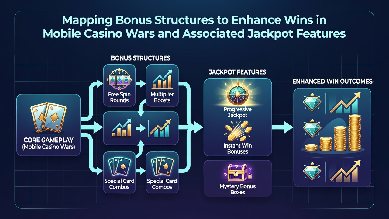 Diagram van jackpotaccumulatie en bonusmapping in mobiele casino-omgevingen