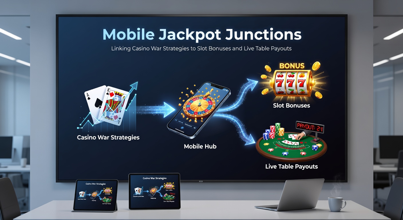 Dynamische weergave van een jackpot die slots, Casino War en live dealer tafels verbindt op mobiel