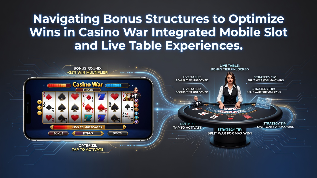 Overzicht van bonusstructuren in geïntegreerde Casino War mobiele slots en live tafel ervaringen