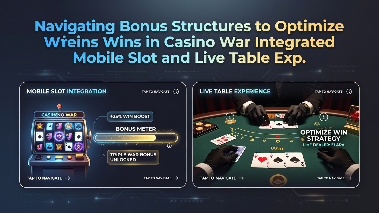 Detail van live tafel integratie met mobiele slot bonussen in Casino War