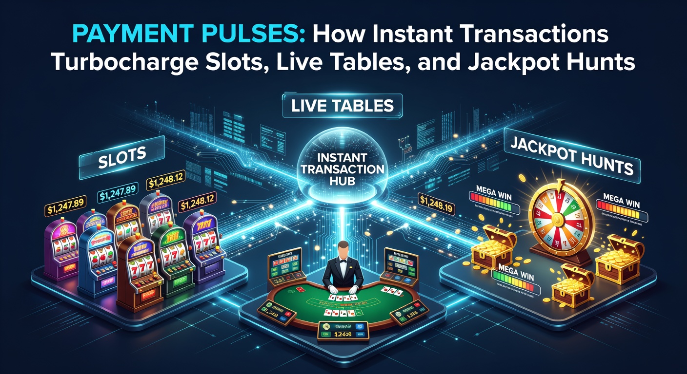 Afbeelding van een dynamische gokinterface met bliksemsnelle pijlen die transacties symboliseren tussen slots en jackpotmeters