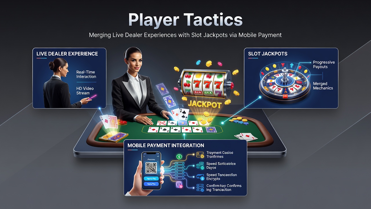 Mobiele app interface die live dealer en slot jackpot tactieken combineert