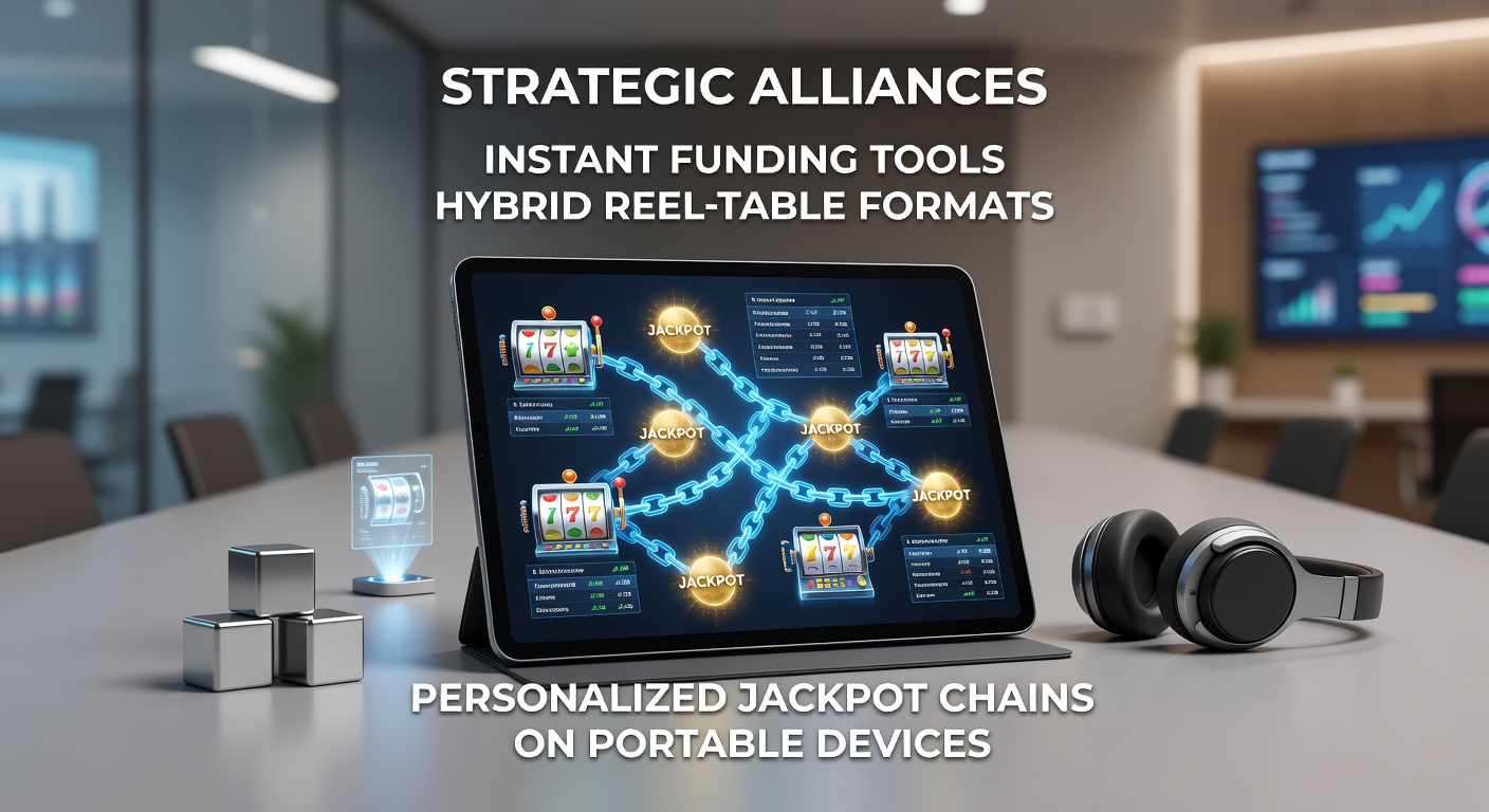 Illustratie van strategische allianties tussen instant funding tools en hybride reel-table formats voor mobiele jackpotketens
