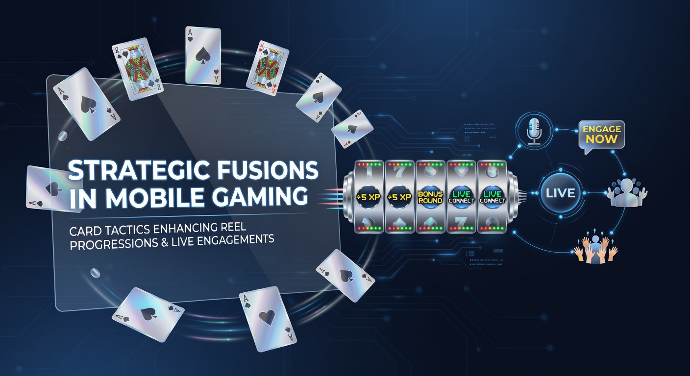 Mobiele game-interface met kaarttactieken geïntegreerd in slotprogressies en live sessies