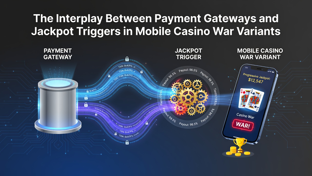 Mobiele Casino War variant met integratie van betalingsgateways en jackpot triggers
